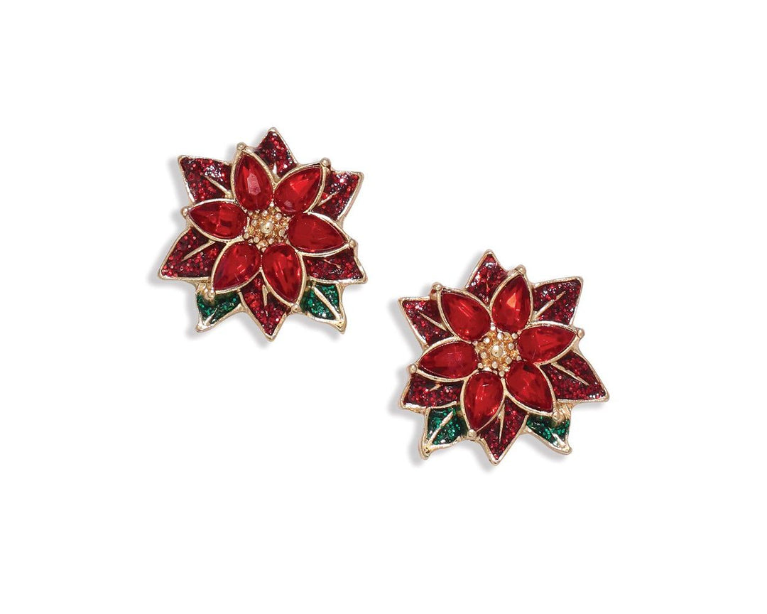 Crystal Glitter Poinsetta Earrings