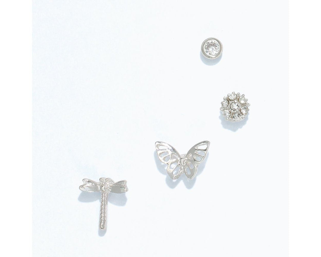 Silver Garden Ear Stackable Stud Earrings