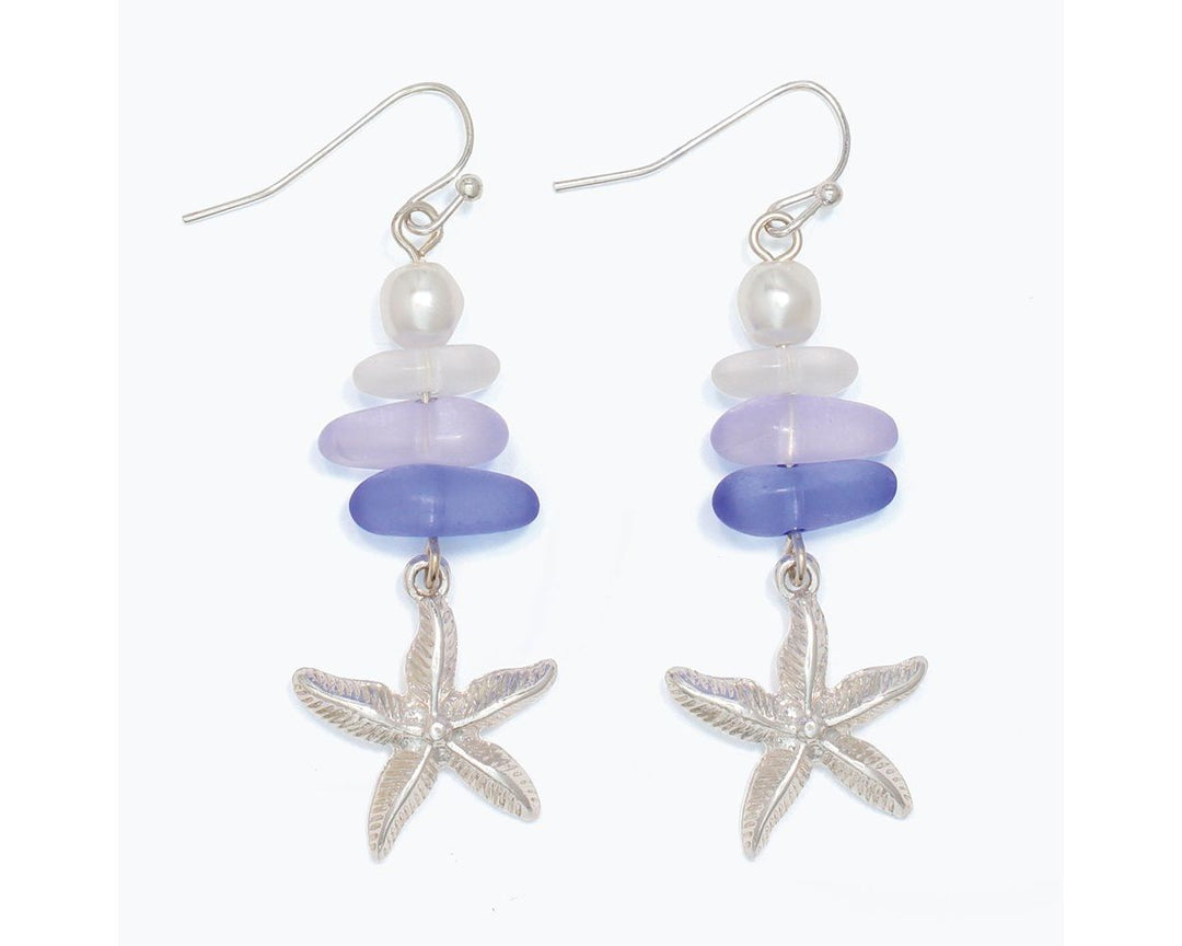 Starfish with Soft Blue Sea Glass and Pearls