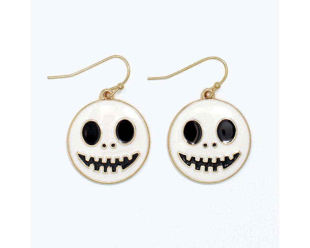 Enamel Happy Skull Earrings