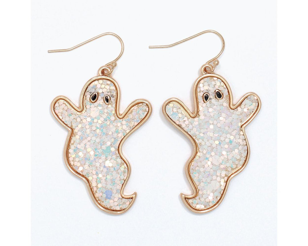 Glittery White Ghost Earrings