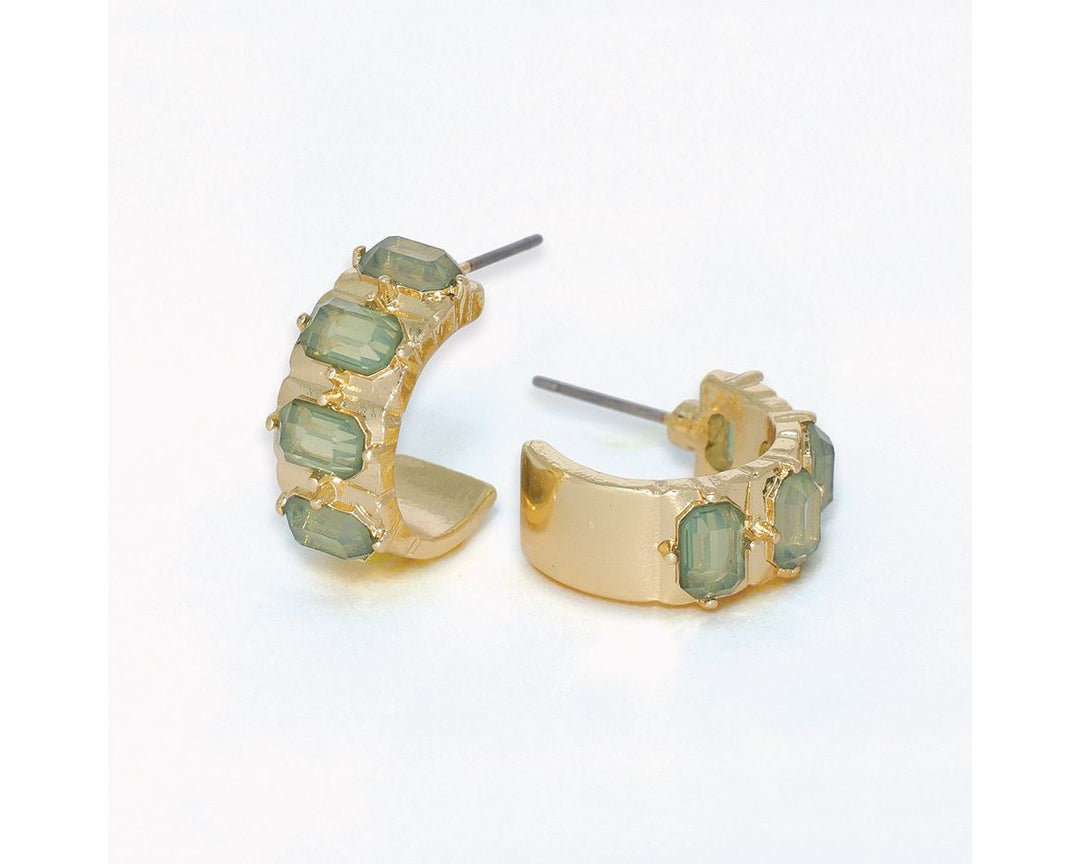 Faceted Sage Green in Gold Earrings