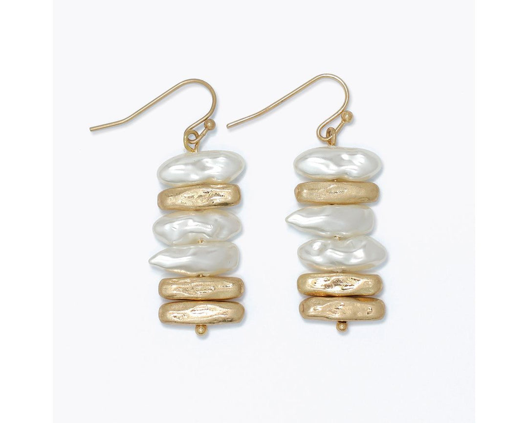 Gold Pearl Nugget Earrings