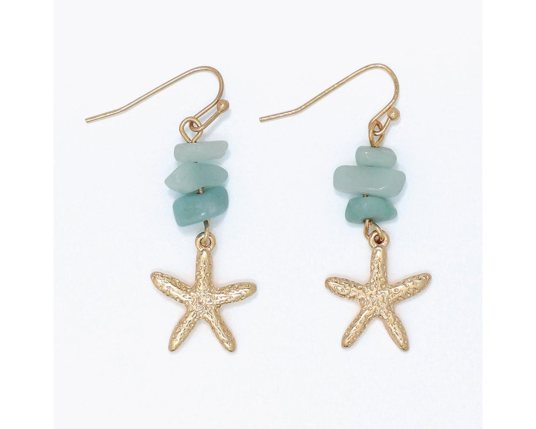 Gold Starfish with Semiprecio Earrings