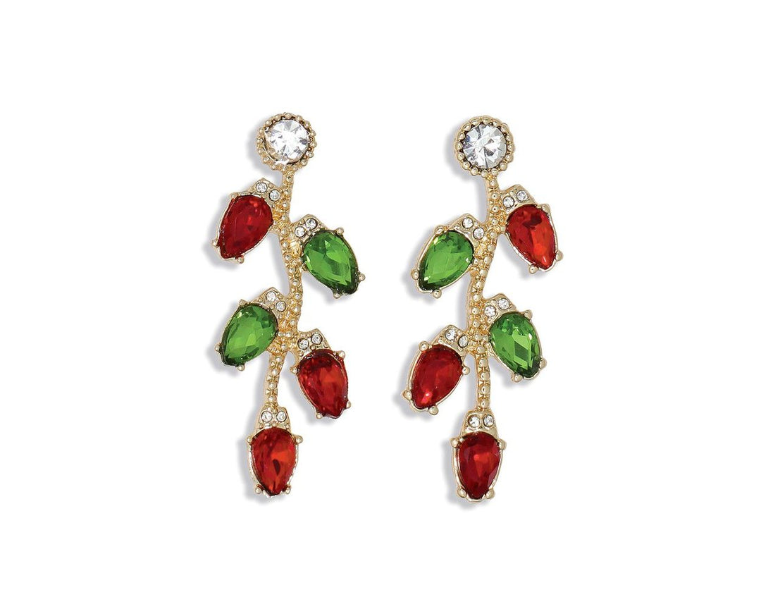 Red and Green Bulb Stran Earrings