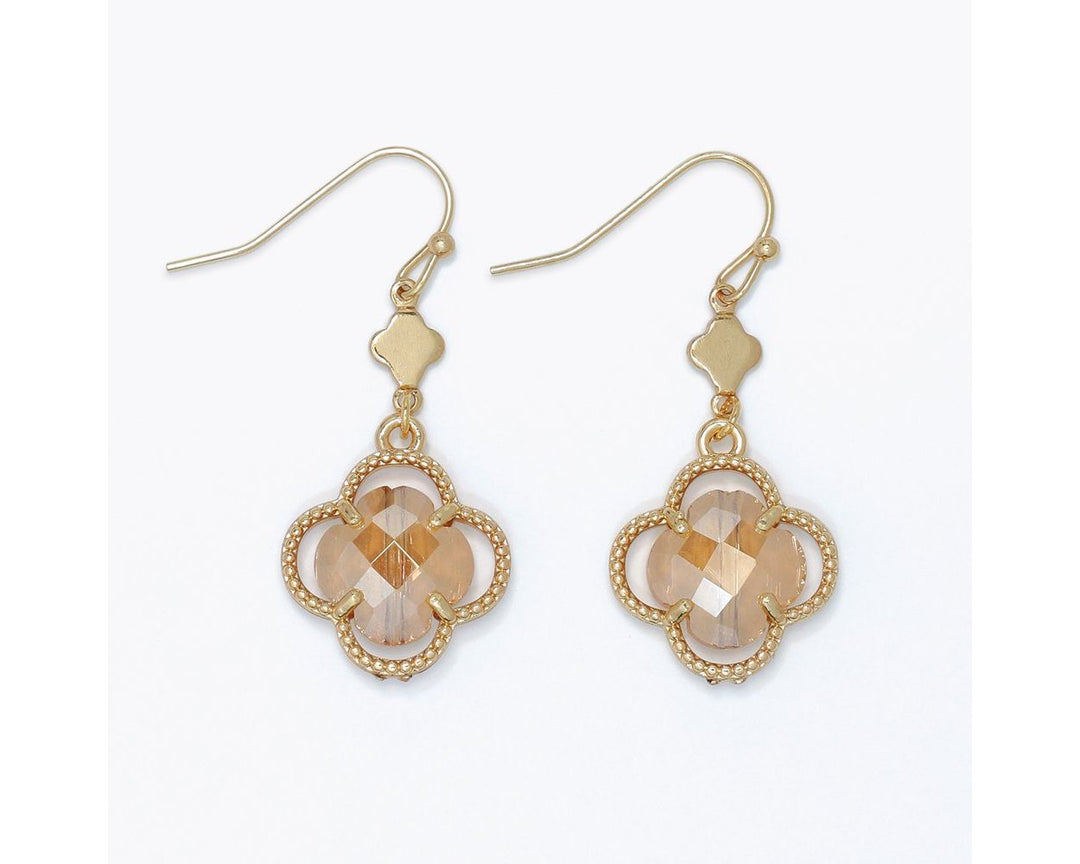 Champagne Clovers in Gold Earrings