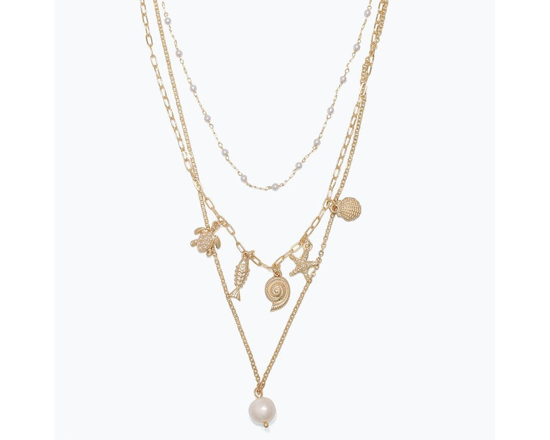 Gold 3-Strand Sea Life Necklace