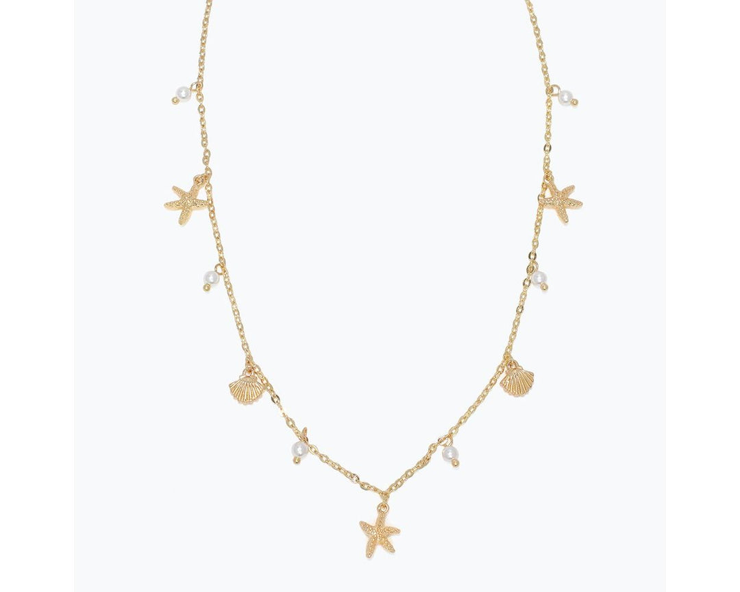 Gold Sea Life with Pearls Necklace