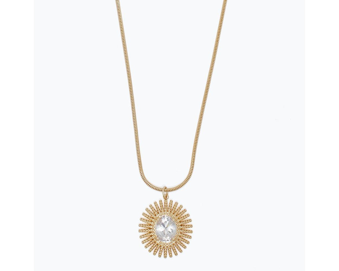 Tetured Gold with Clear Crystal Necklace