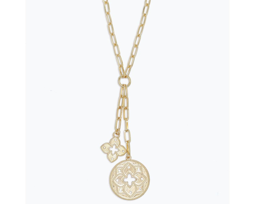 Gold Gold Charms with Cystals Necklace