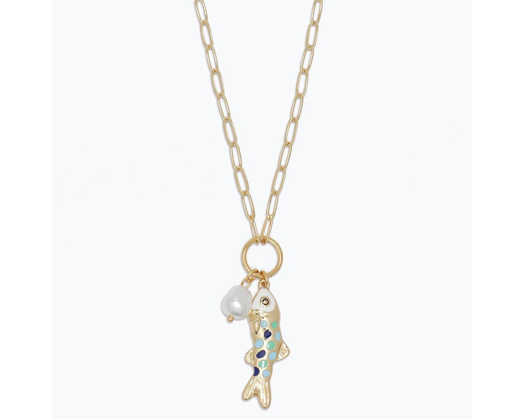Gold Chain with Spotted Fish Necklace