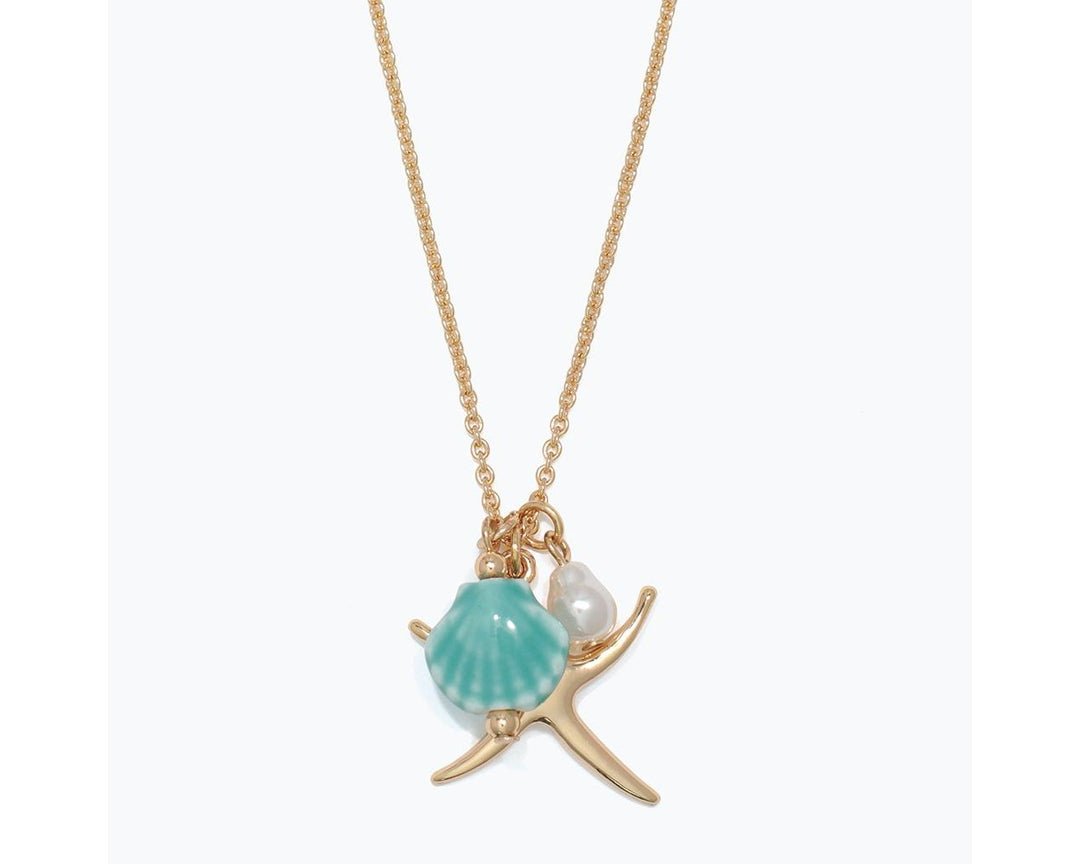 Gold Starfish with Ceramic Shell Necklace