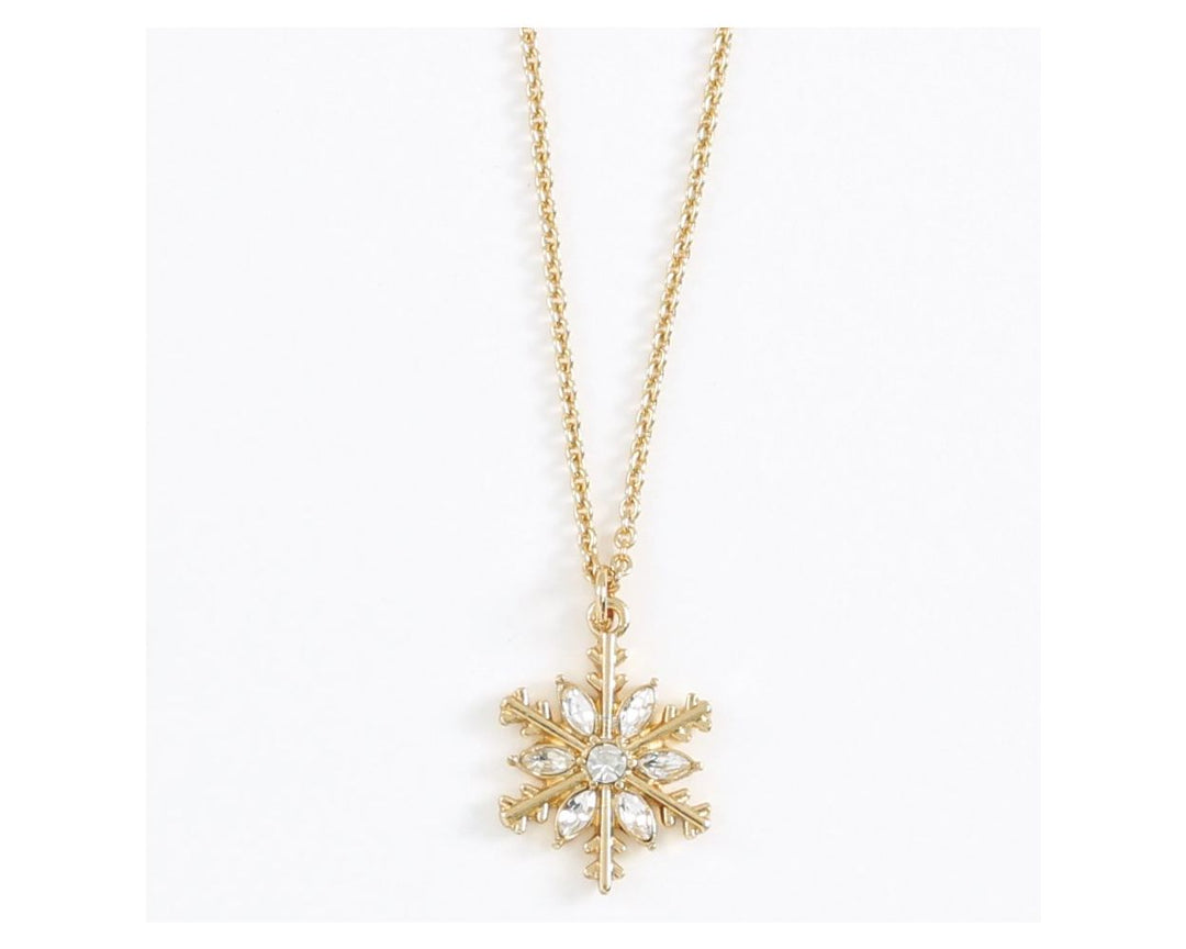 Gold Snowflake with Crystals Necklace