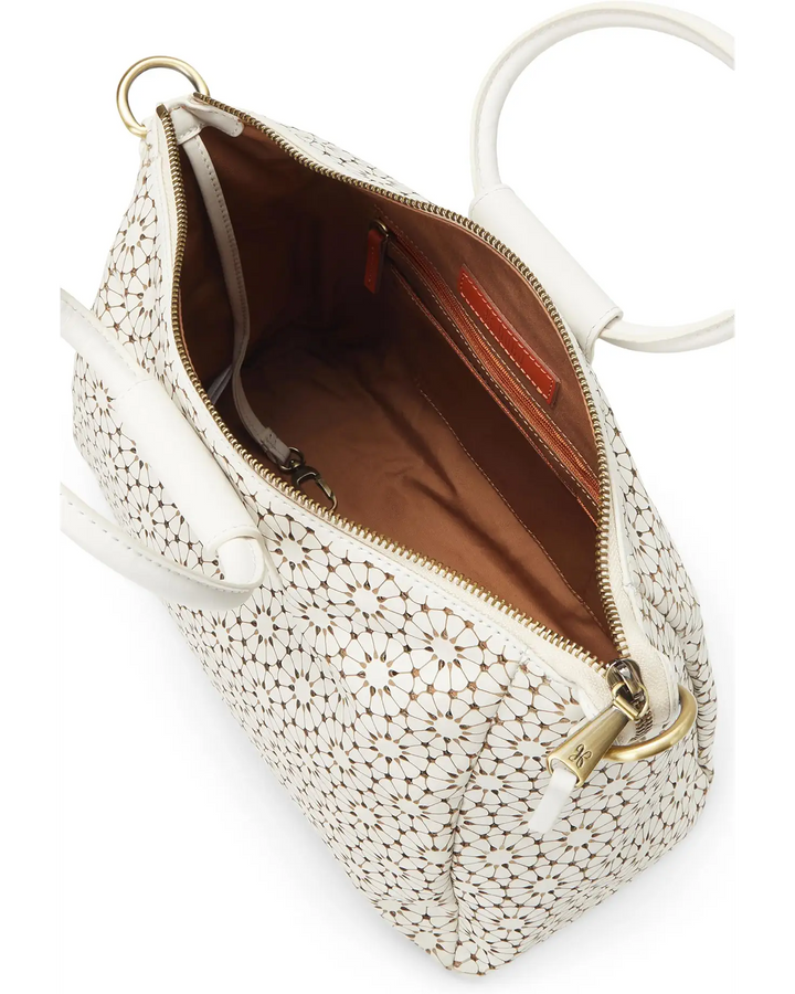 Sheila Medium Satchel in Ecru Daisy Perf