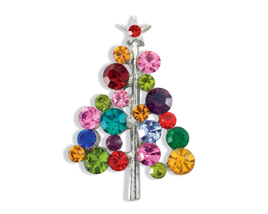 Multi Colored Jewelled Tree Pin