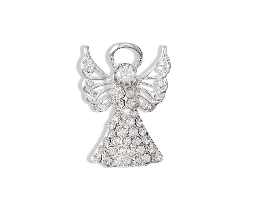 Crystal and Silver Angel Pin