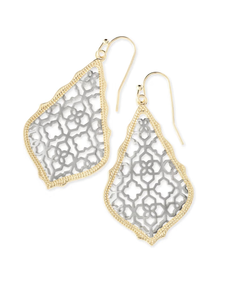 Addie Gold Drop Earring in Silver Filigree Mix