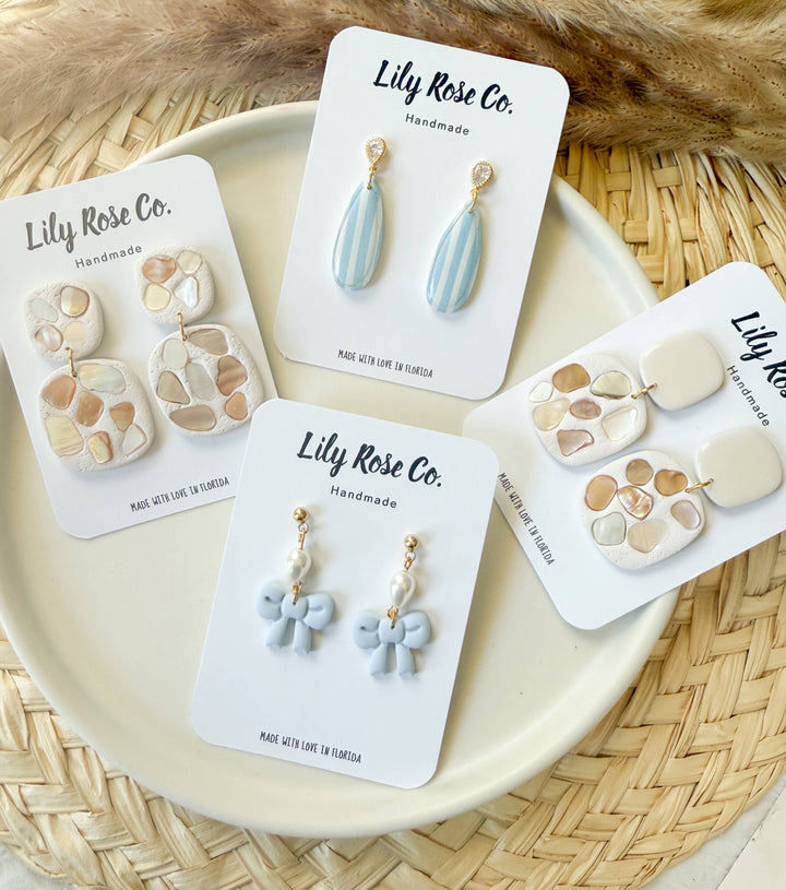Blue Striped Earrings Clay Earrings