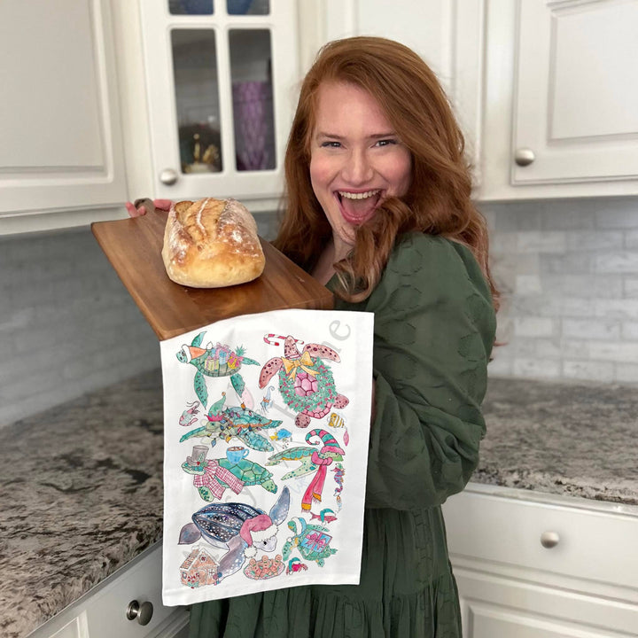 Christmas Sea Turtle Species Kitchen Tea Towel - No Words