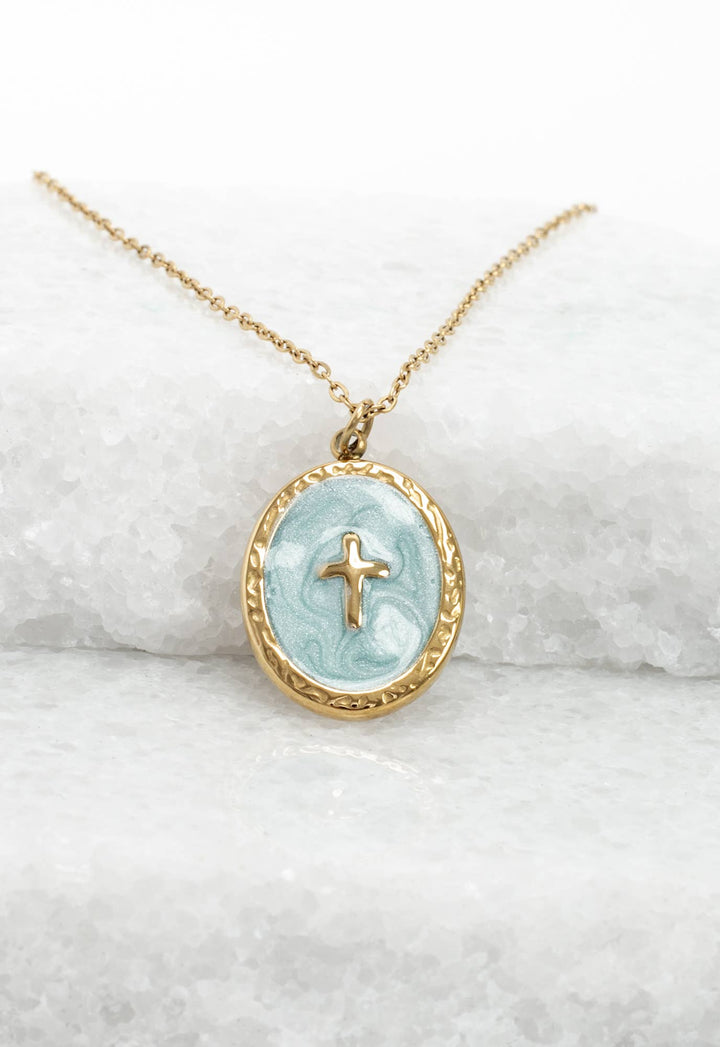 Shine Bright Cross Pendant in Mint