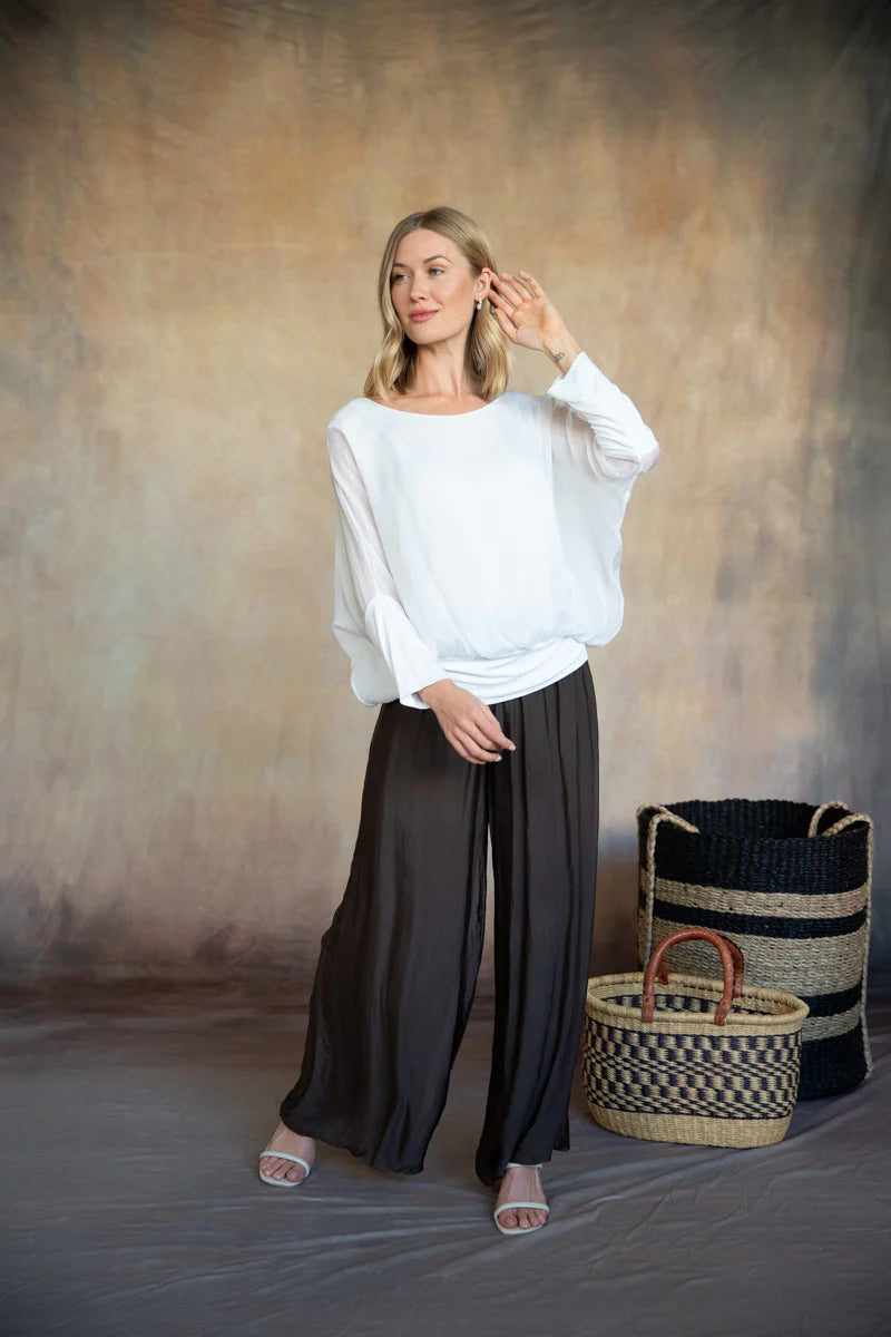 Cassandra Silk Top in White
