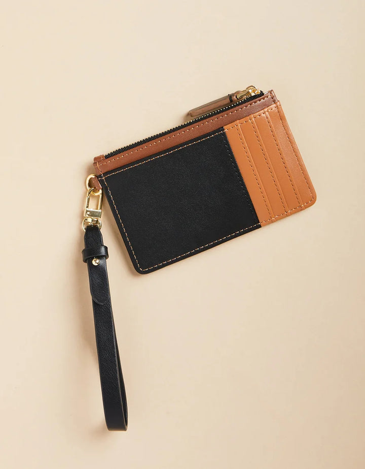 Slimcard Coinpurse in Color Block Black Brown