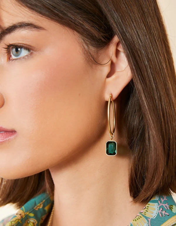 Chateau Hoop Earrings in Dark Green