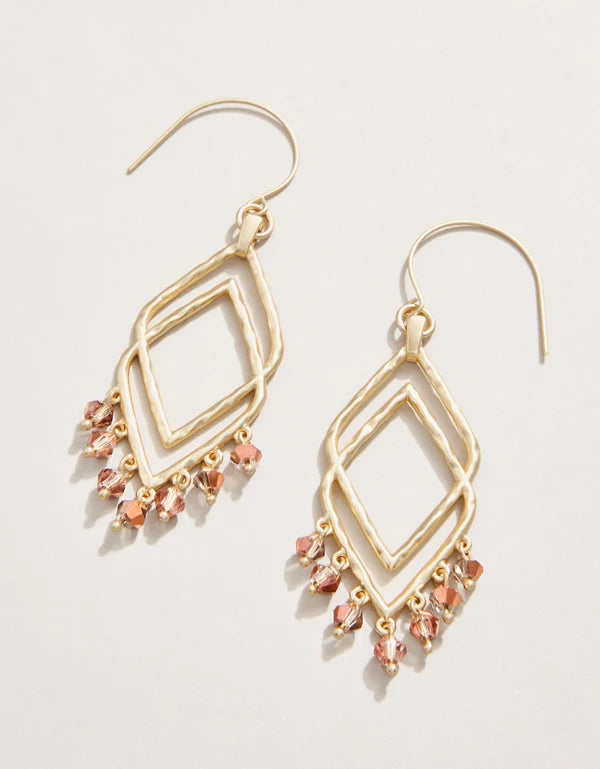 Beaded Deco Drama Earrings in Bronze