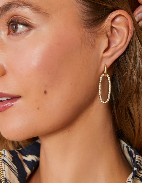Hudson Convertible Hoop Earrings in Crystal