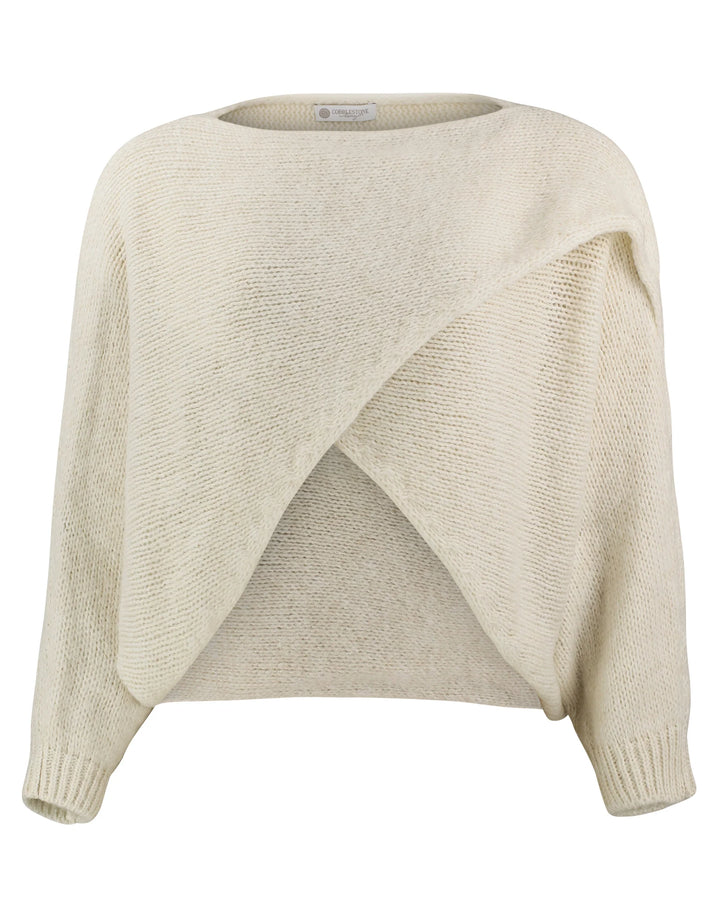 Alessandra Knit Criss Cross Wrap in Ivory