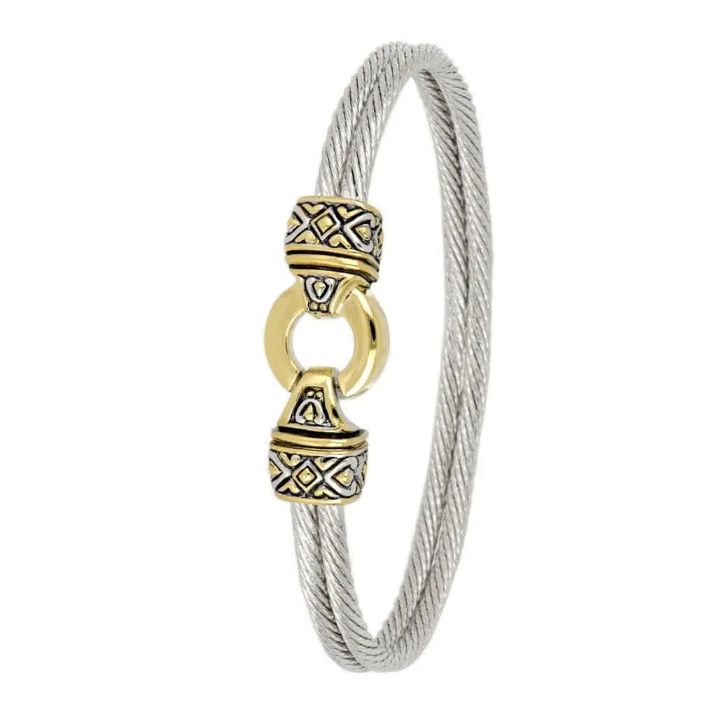 Antiqua Collection - Gold Circle Double-Wire Bracelet