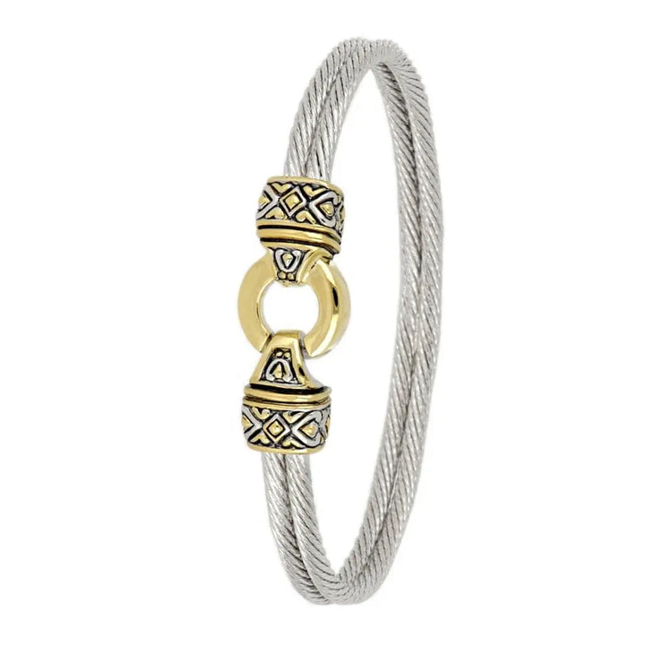 Antiqua Collection - Gold Circle Double-Wire Bracelet