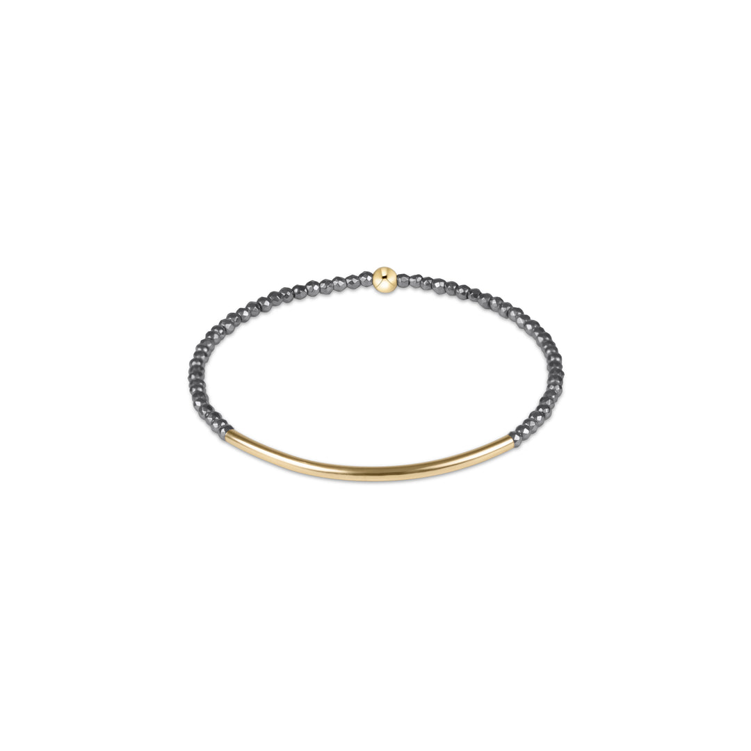 Bliss Bar Gold 2mm Silver Faceted Hematite Bracelet