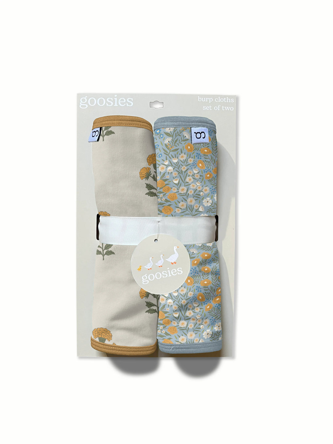 Burp Cloth Set in Marigold Block Print