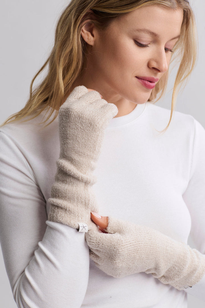 Cozy Chic Lite Fingerless Gloves in Stone