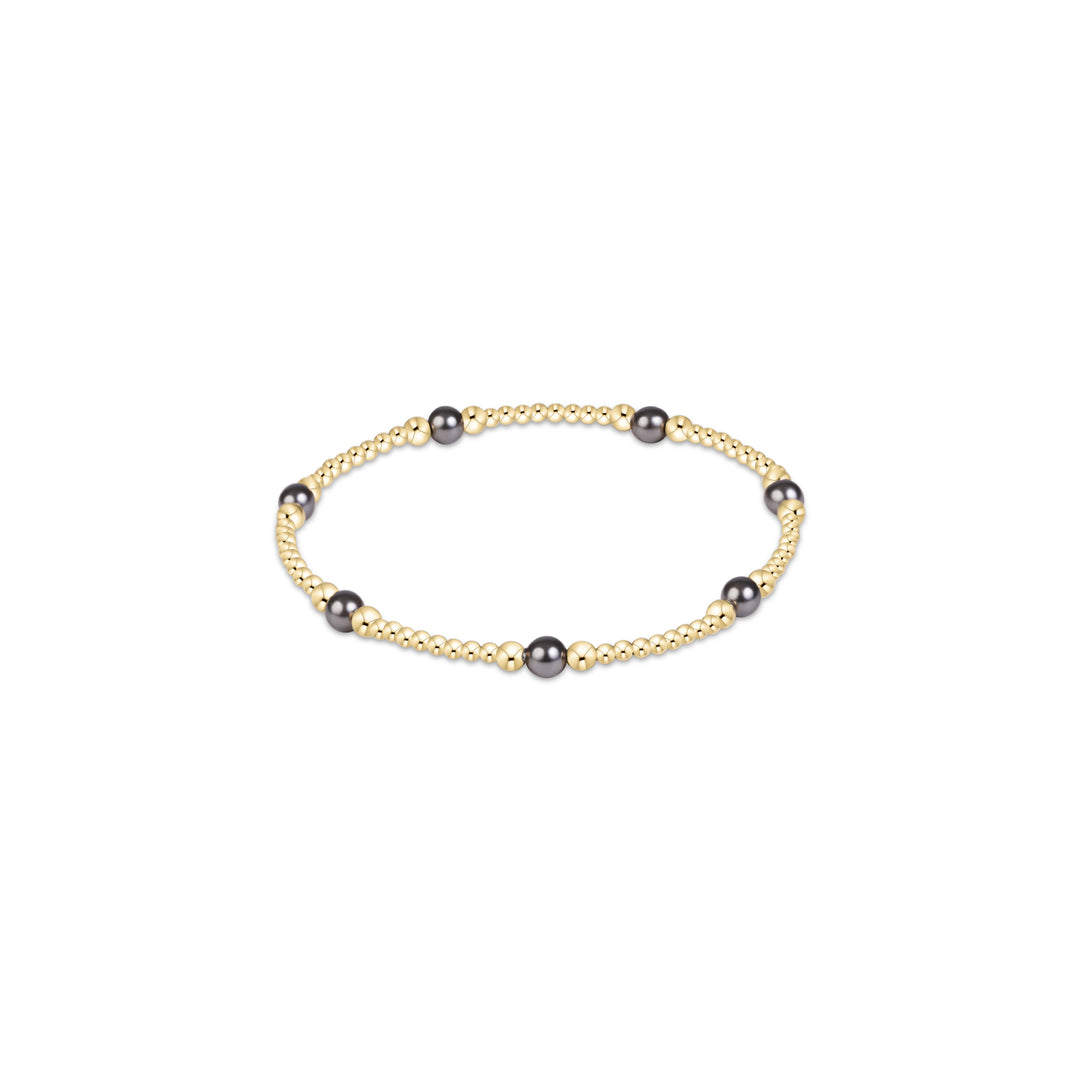 Purpose Pearl Dark Grey 4mm Gold Bracelet