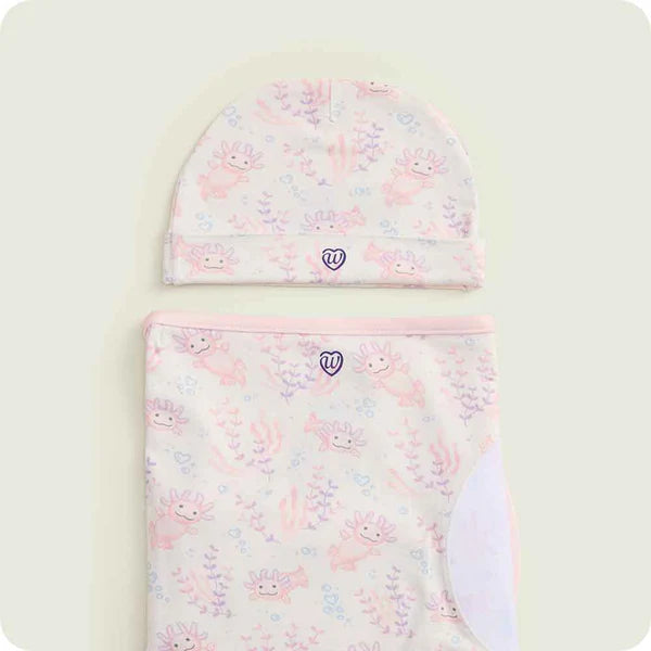 Pink Axolotl Swaddle & Beanie Gift set