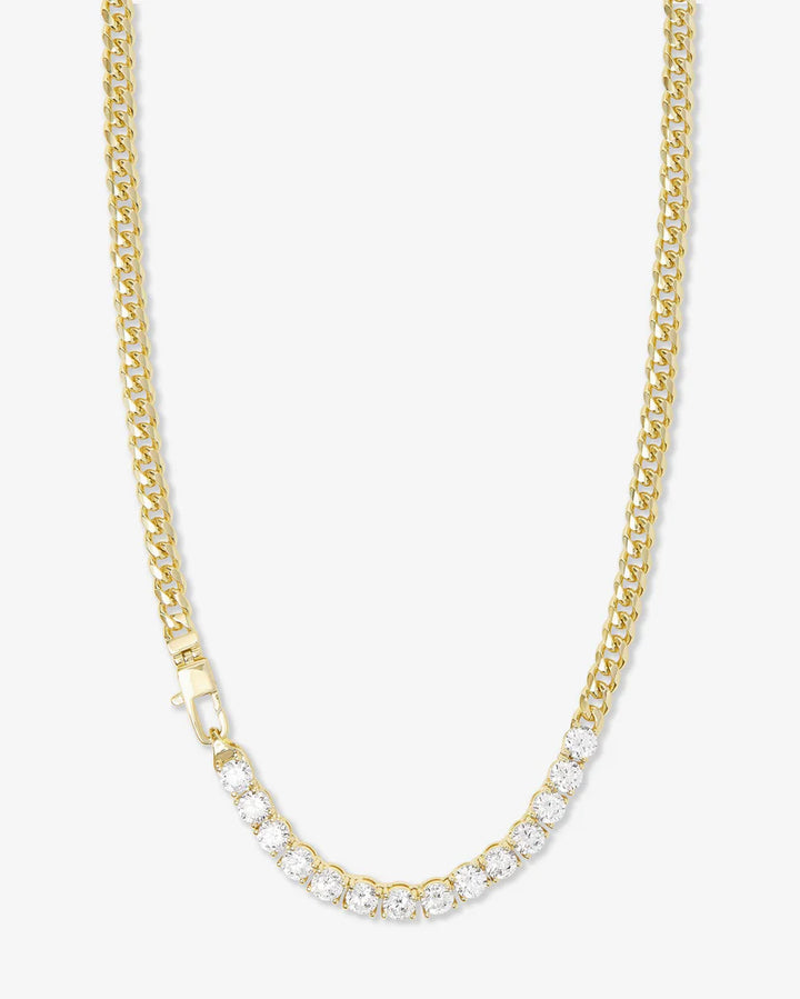 Julian REALLY Loves Diamonds Necklace 5mm- Gold|White Diamondettes