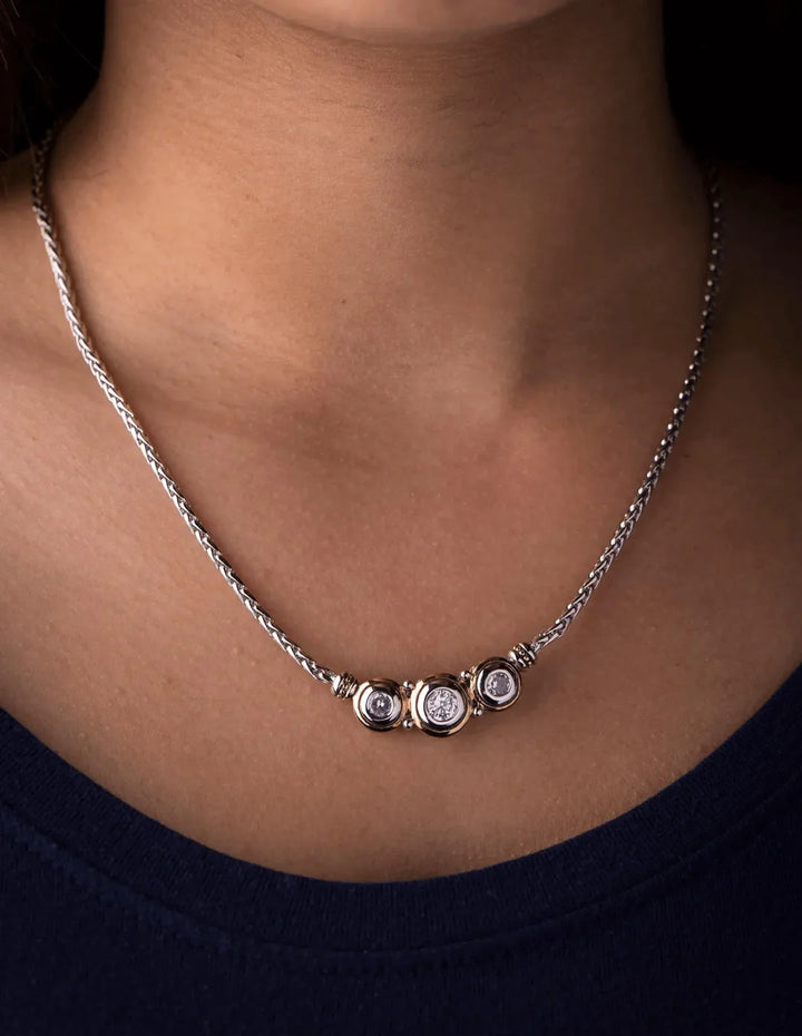 Beijos Collection - Three-Stone CZ Necklace