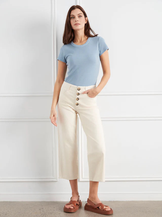 Button Fly Flex Twill Straight Leg Pants