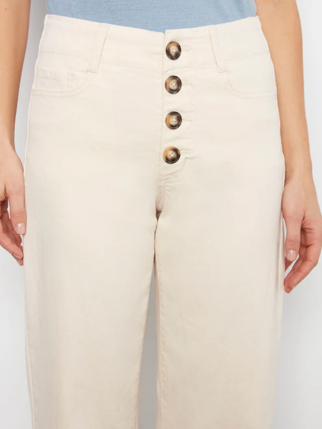 Button Fly Flex Twill Straight Leg Pants