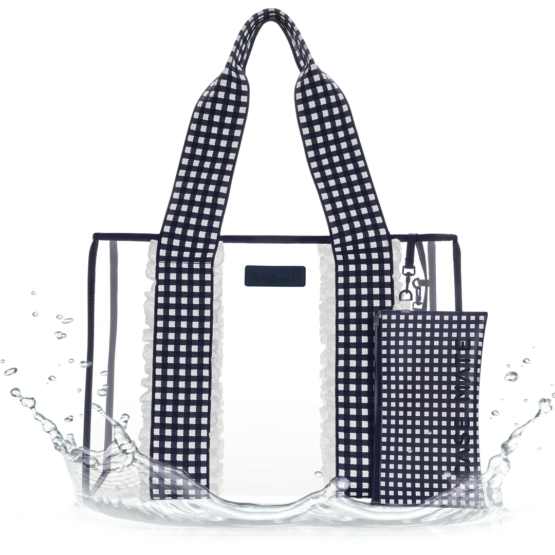 Jelly Tote with Phone Pouch in Navy Eyelet Gingham