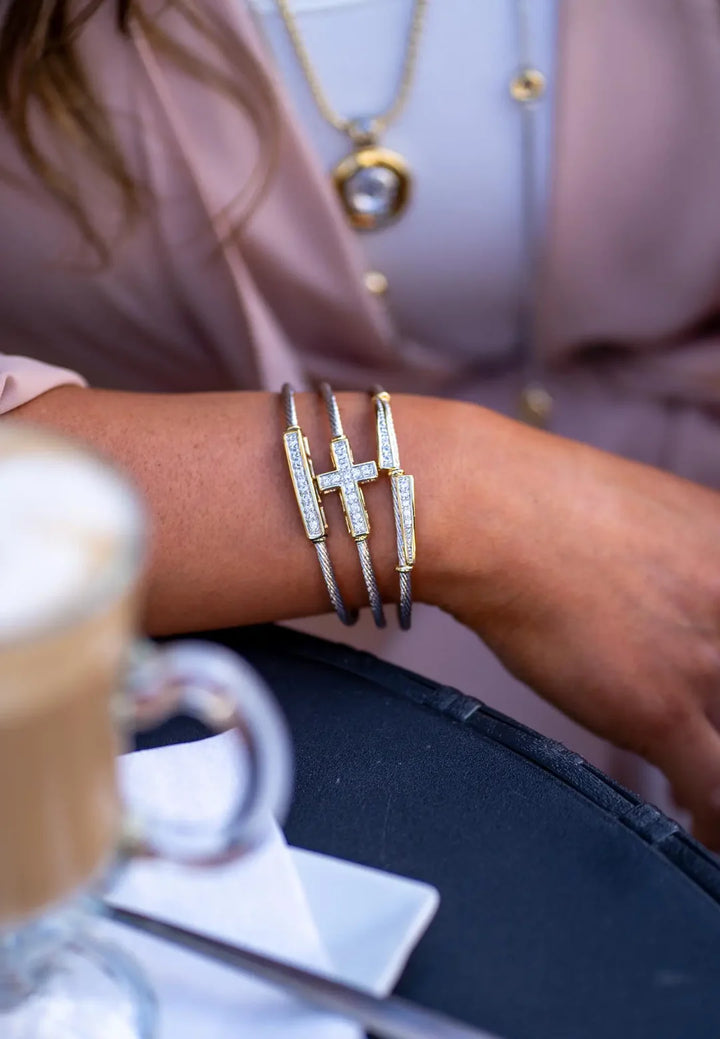 Celebration Petite Pavé - Bar Wire Cuff Bracelet