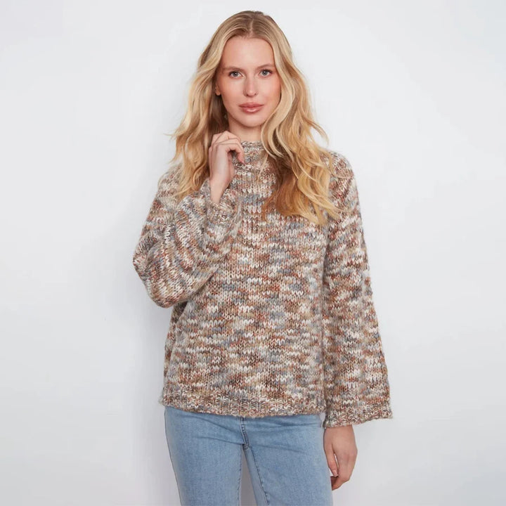 High Neck Space Dyed Knit Sweater