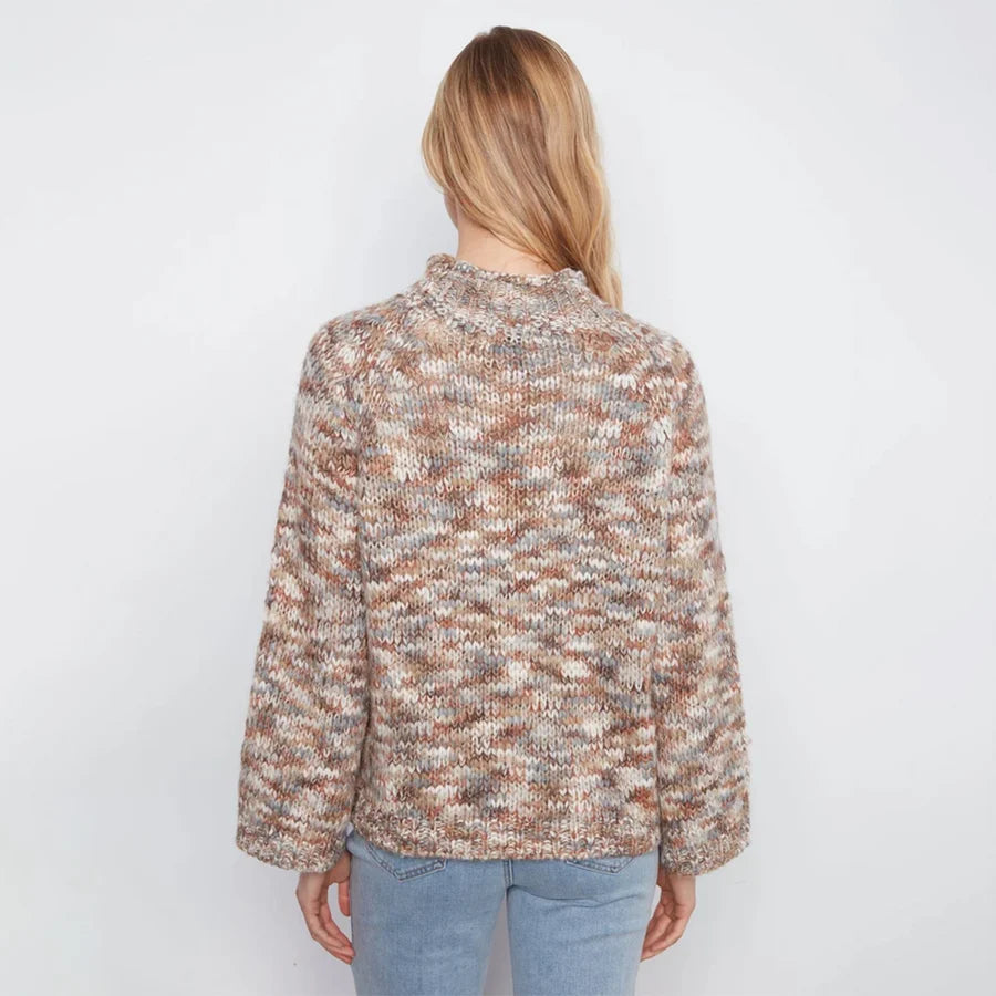 High Neck Space Dyed Knit Sweater
