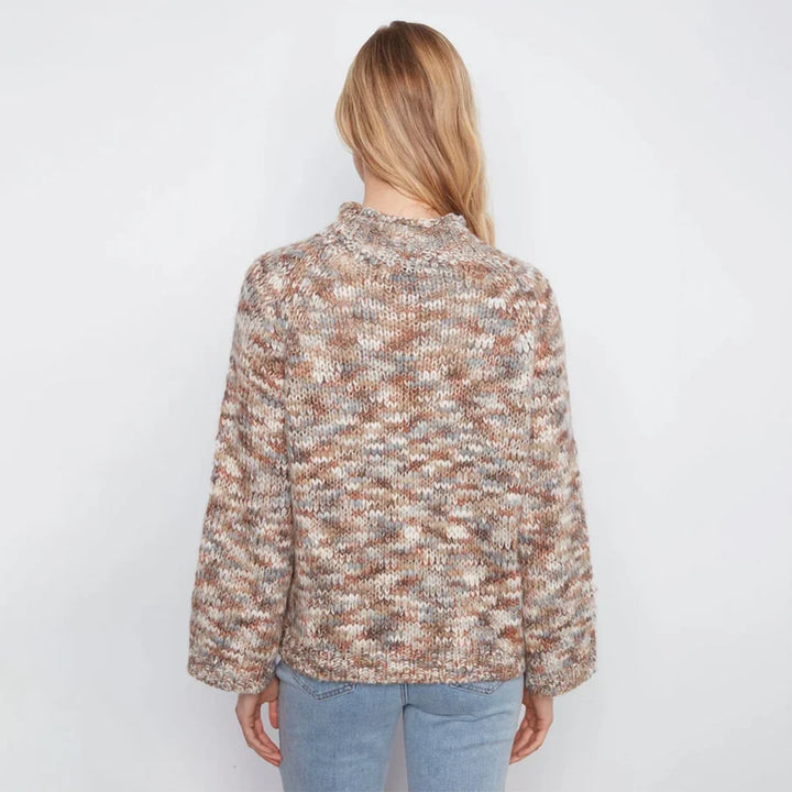 High Neck Space Dyed Knit Sweater
