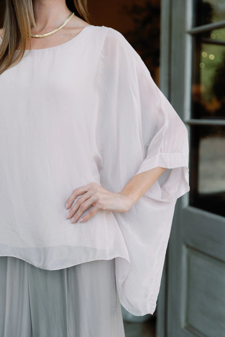 Martina Silk Top in Pale Pink
