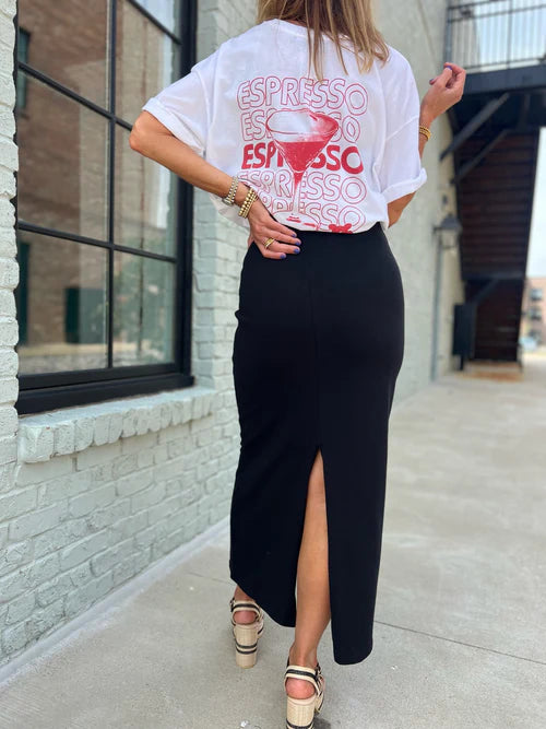 Gail Midi Skirt in True Black