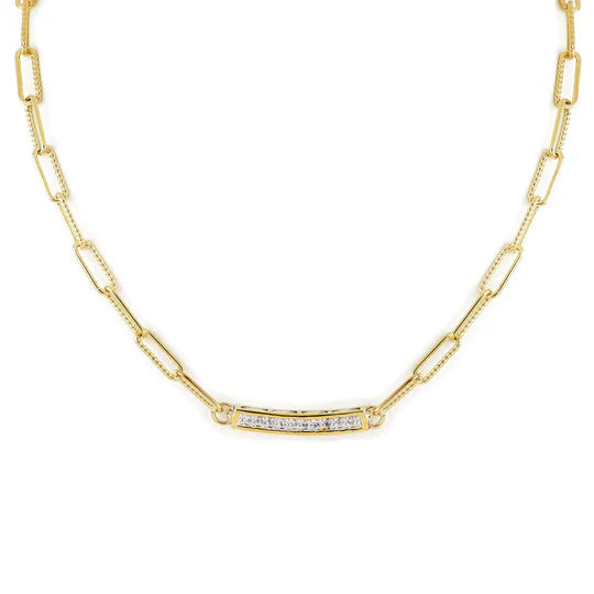 Diamante - Pavé Bar Link Necklace