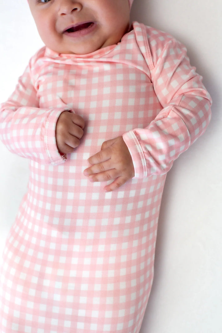 Knotted Gown - Gingham in Cottage Pink